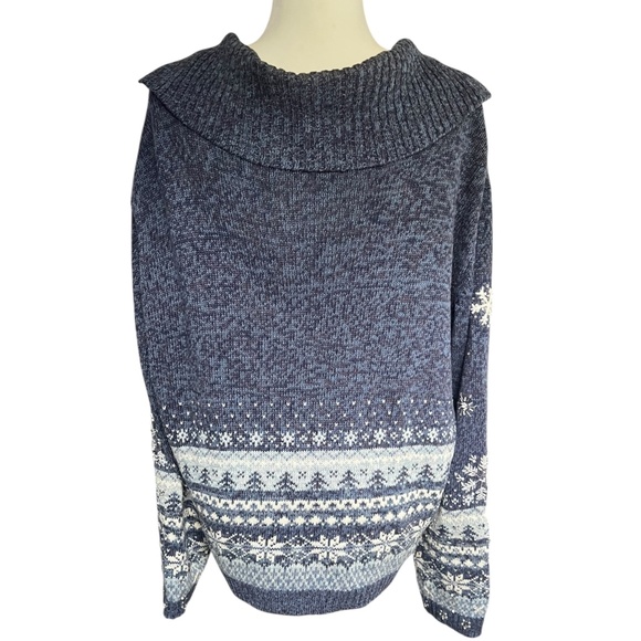 Vintage (Y2K) Lee Overside Winter Holiday Sweater XL Cotton-Blend Snowflake - Picture 3 of 5